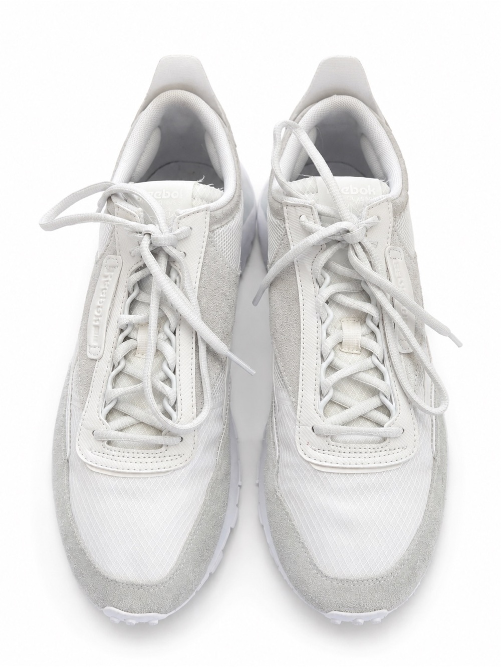 Reebok Men’s White and Light Gray Suede-Accent Sneakers